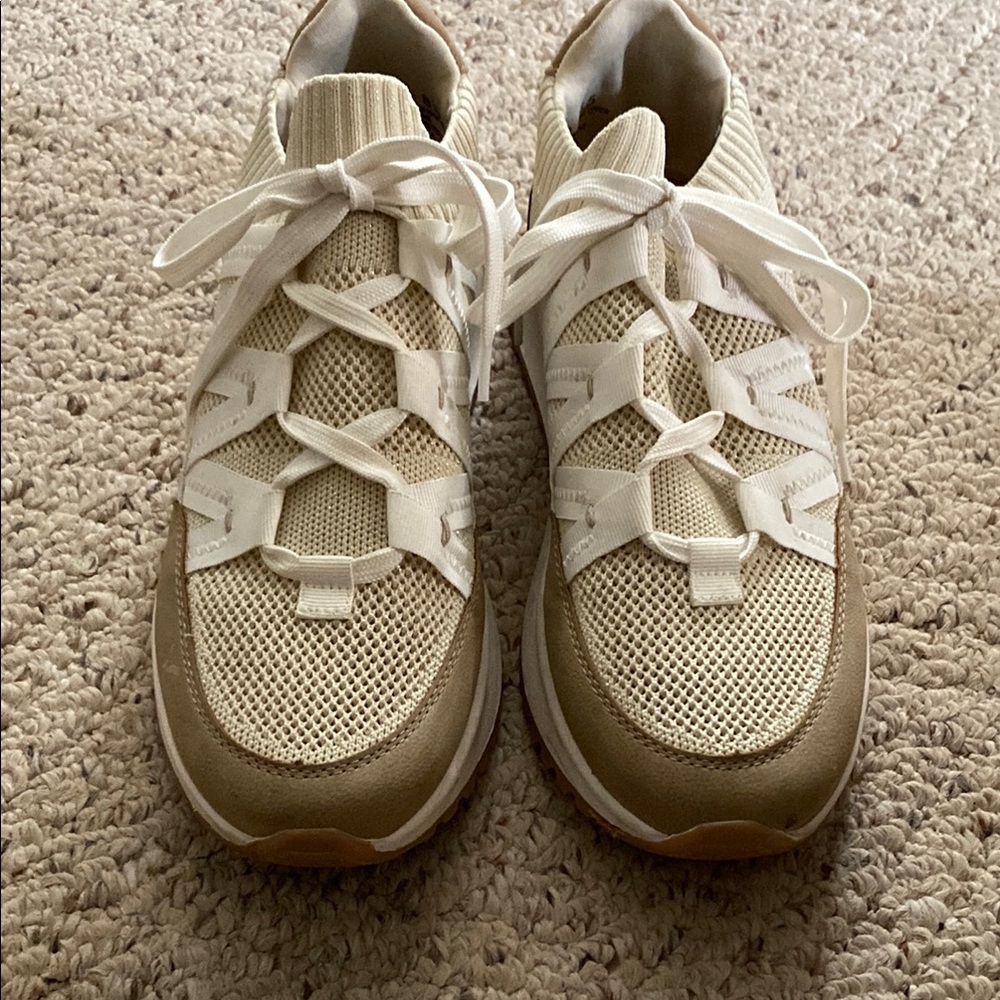 Stylish Cream and Tan Sneakers